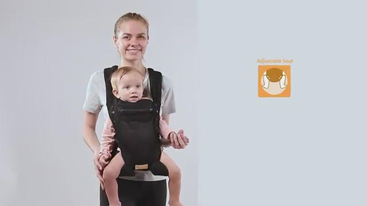 'Video thumbnail for Infant Toddler Baby Carrier Wrap Backpack Review - Front and Back, Hip Seat & Hood'