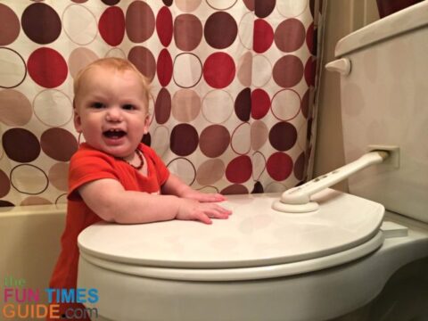 A toilet lid lock is a little more cumbersome for the parents, but it can be a lifesaver for toddlers!