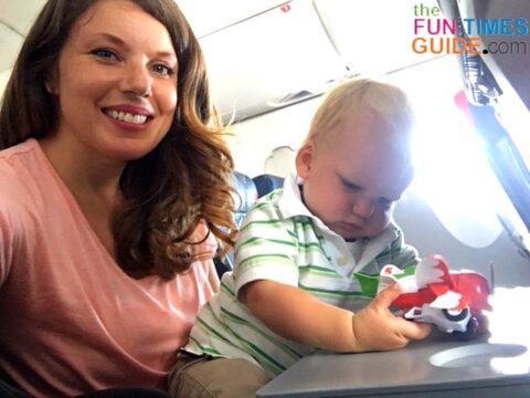 Flying with a toddler on your lap wasn't bad, but I prefer flying with a toddler in a car seat on the plane.