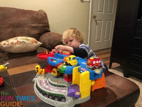 My son's favorite of all the VTech playsets is the Go Go Smart Wheels garage set.