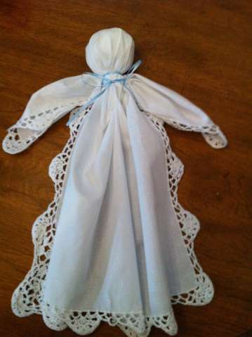 A handmade handkerchief doll. 