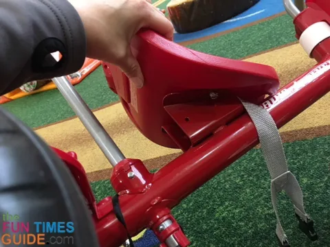 The Radio Flyer tricycle has a 3-point adjustable seat - which can slide forward or backward.