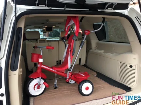 This toddler trike is lightweight and easy to load in & out of our SUV.