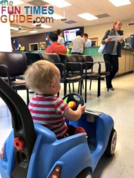 The Step 2 Whisper ride on push car even kept my baby entertained while we waited at the DMV!