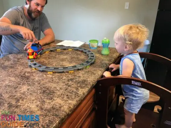 Counter-height is a whole new way to learn fun things for a toddler!