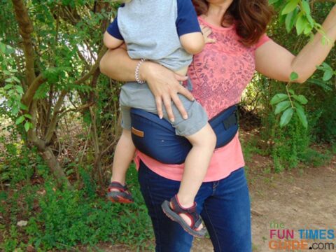 My toddler feels safe and secure on his hip seat... and so does his mama!
